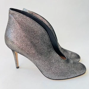 Gianvito Rossi metallic suede Vamp ankle booties heels, gray/black/silver, Size - Picture 1 of 10
