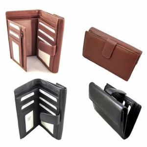 Ladies Card Coin Zip Holder Womens Clutch Leather Wallet Purse Handbag 2 Colours - Picture 1 of 1