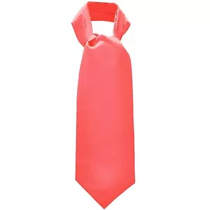 New Men's 100% Polyester Solid Full Ascot Cravat Only Formal Wedding Prom Coral - Picture 1 of 2