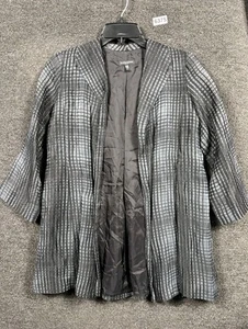 Eileen Fisher Leinenmischung Blazer Jacke Gr. PP schwarz grau kariert Mantel 3/4 Arm - Bild 1 von 7