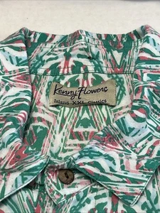 Mens Kenny Flowers Button Front Camp Short Aztec Print S/S Sz 2XL Lightweight - Picture 1 of 7
