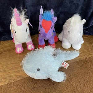 Webkinz Lot 4 No Tags Ribbon Unicorn Blue whale Rainbow Pegasus American Albino - Picture 1 of 23