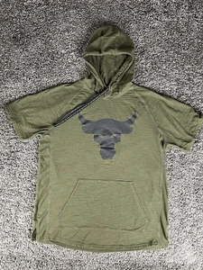 Under Armour Project Rock Hoodie Mens Large L Green Charged Short Sleeve Logo - Picture 1 of 8