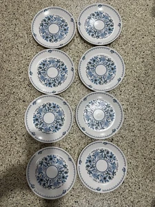 Noritake Progression BLUE MOON Salad Plates Blue Floral 8-3/8" lot of 8 Vintage - Picture 1 of 14