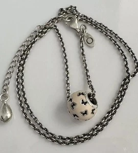 Collar gargantilla cadena plata esterlina 925 ALE PANDORA con cuentas de esmalte mariposa 925 ALE - Imagen 1 de 21