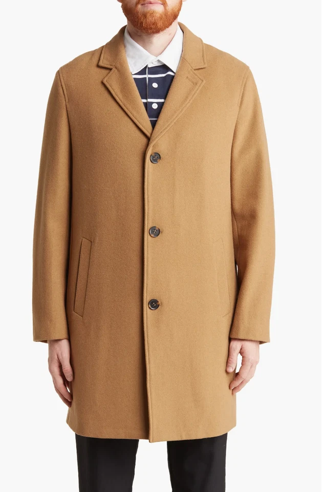 Cole Haan Signature Mens Wool Blend Melton Classic Topper Small Camel $325 MSRP - Image 1 of 4