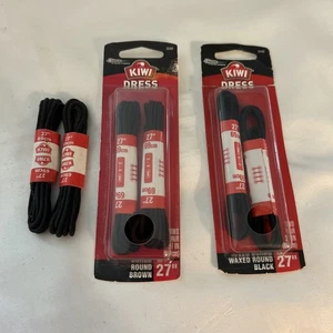 KIWI Dress - Lot Of 3 Waxed Round 1 Brown 2 Black Laces- 27” Shoe Laces - Picture 1 of 8