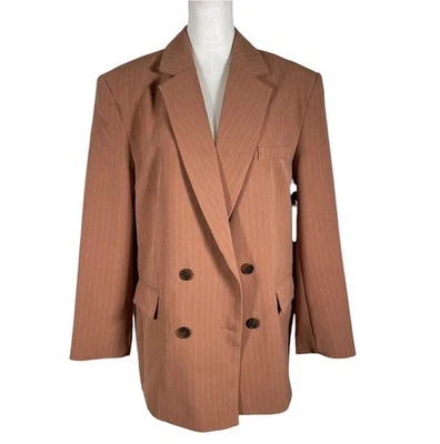 Asos Design Pinstripe Blazer Women's Size 4 Rust Beige Notts Nepal Long Sleeves - Image 1 of 4