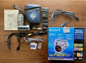 Sony DSC-F505V 3.3MP Cyber-Shot Digital Camera w box, case - for parts or repair - Picture 1 of 11