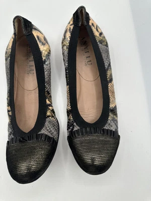 Anyi Lu разноцветная змеиная кожа печать черный с оборками блестящая крышка носок балет плоский размер 38 - Изображение 1 из 4