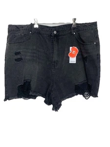 Cider Black Denim Shorts Womens Plus Size 4XL Distressed Jean Shorts Pockets - Bild 1 von 9