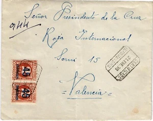 SCW 1938 Einschreiben von Villanueva de la Serena (Badajoz) nach Valencia (50) - Bild 1 von 2