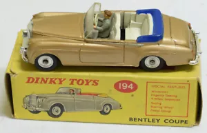 DINKY #194 BENTLEY S COUPE, METALLIC BRONZE, NEAR-MINT W/ VG BOX; RARE COLOR! - Picture 1 of 11