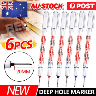 6Pcs Marker Long Head Writing Carpenter Pen Multi-purpose Deep Hole Mark AU - image 1 of 4