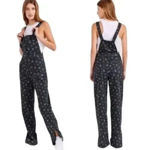 WeWoreWhat Slouchy Fit Ditsy Floral Denim OVERALLS Black Blue Size S NWT - Picture 1 of 11