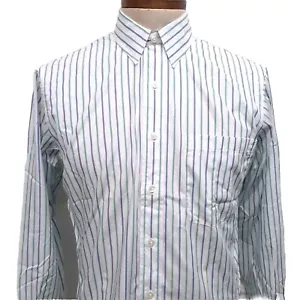 New Burberry Men's Button Down Shirt Stripes Long Sleeve Medium White Purple - Picture 1 of 7