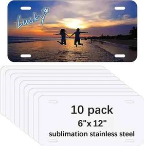10 Pieces ALUMINUM LICENSE PLATE SUBLIMATION BLANKS 6"x 12" / NEW BEST QUALITY - Picture 1 of 1