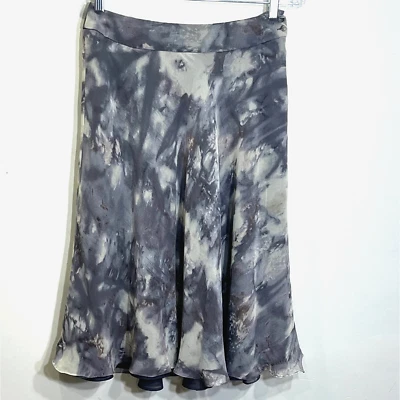 100% Silk Chiffon Flowy Skirt Size 6 Fairy Abstract Romantic Boho Career Lined - Image 1 of 4