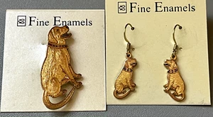 LABRADOR HUNDELIEBHABER SCHMUCK LABRADOR ANSTECKNADEL & OHRRINGE SET Emaille Schmuck NEU 45 $ - Bild 1 von 6