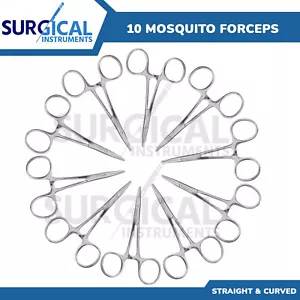 New 10 Mosquito Hemostat Locking Forceps 5" Curved & Straight German Grade - Picture 1 of 13