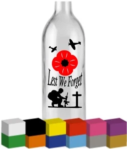 Lest We Forget Vinyl Decal / Sticker for Bottle Vase or Lantern Remembrance Day - Picture 1 of 3