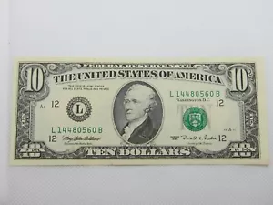 1995 $10 FRN #L14480560B - Picture 1 of 6