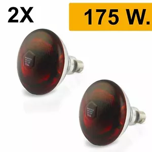 2 Stk Rotlichtlampe Wärmelampe 100W - 175W E27 Hartglas 240 Volt Hundewelpen K - Bild 1 von 5