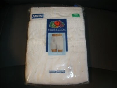 NEW Vintage 2006 Fruit of the Loom Set of 3 White Boxers Small 30-32 in. - Image 1 of 4