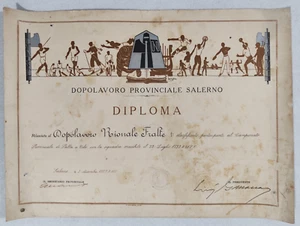 diploma 1937 ond dopolavoro salerno fratte palla a volo illustratore beraglia - Picture 1 of 6