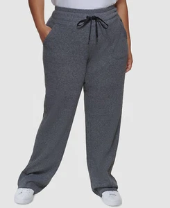 $60 Calvin Klein Women's Gray Thermal Elastic Waist Drawstring Pants Plus Sz 1X - Picture 1 of 2