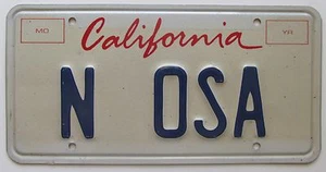 California 1990's VANITY License Plate IN OSA - Picture 1 of 1