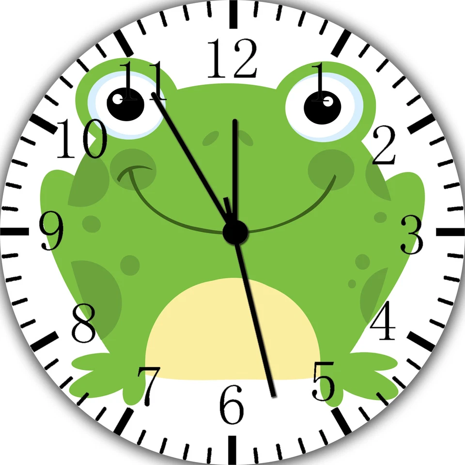 Cute Green Frog Frameless Borderless Wall Clock Nice For Gifts or Decor E365 - Image 1 of 1