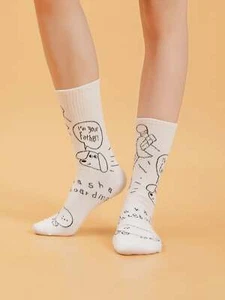 Dog Talking Pattern Socks Funny Socks for Women Novelty Socks Funky Socks Gift - Picture 1 of 4