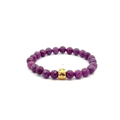 18K Gold Money Bag Lucky Charm Bracelet Gemstones Ruby July Birthstones 6 -6.5mm - Image 1 of 4