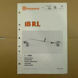 Fabricante de equipos originales Husqvarna 18RL recortadora de cuerdas lista de piezas ilustrada IPL, 1989 - Imagen 1 de 1