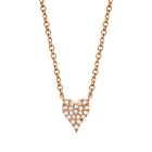 Small Tiny Diamond Heart Pendant Necklace 14K Rose Gold 0.05CT Womens Children
