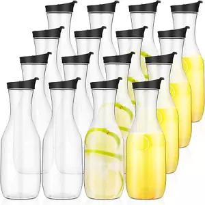 16 Pcs 50 Oz Clear Water Carafe with Flip Top Lid, Plastic Juice Containers Mimo - Picture 1 of 6