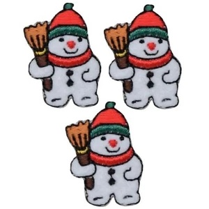 Mini Snowman Applique Patch - Christmas, Winter Snow 1.25" (3-Pack, Iron on) - Picture 1 of 1