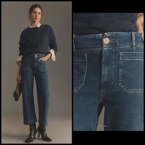 Colette Cropped Wide-Leg Jeans Anthropologie Maeve Regenerative Cotton Sz 32 NWT - Picture 1 of 12