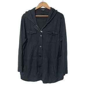 Talbots Giacca con Cappuccio Misto Lana Full Zip Bottone Nero Taglia 1X - Foto 1 di 5