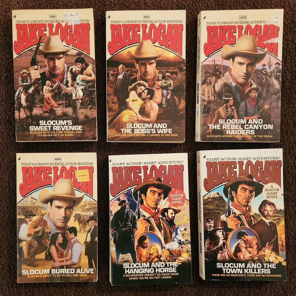 Lot of 6 Slocum Western Series  Paperbacks  2 Giant Jake Logan - Imagem 1 de 4