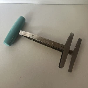 VTG Foley Chopper w/ 3 Stainless Blades Turquoise Wood Handle Made In USA MCM - Picture 1 of 6