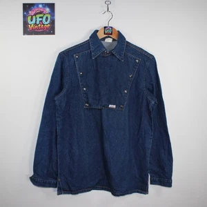 Vintage Denim Bib Smock Shirt Herren M Hong Kong 80s Western Pullover Workwear Top - Bild 1 von 15