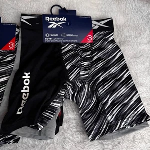NWT REEBOK BOYS MED 6 PAIRS LONG LEG PERFORMANCE BOXER BRIEFS MOISTURE WICKING - Picture 1 of 7