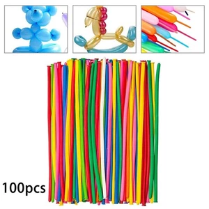 26cm Birthday Long Balloon 100pcs Unblown Length 26cm Emulsion Mixed Colors - Picture 1 of 7