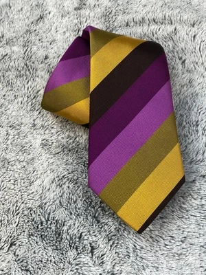 Corbata REPP de lujo Ben Silver para hombre amarilla azul roja pura seda inglesa 3,25” 57” usada en excelente estado Foto 1 de 4