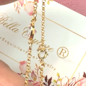 SALE NEW 18K GOLD 1CT WHITE TOPAZ CHAIN NECKLACE ART DECO CHARM ROLO PENDANT - Picture 1 of 24