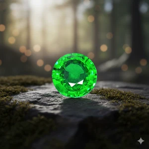 Natural Vivid Green Sapphire Faceted Certified Round Cut 5-6 CT  Loose Gemstone - Picture 1 of 7