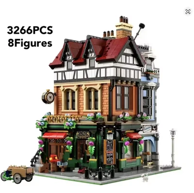 MARKENLOS Klemmbausteine Bauset Tudor Eck Pub 3266 Teile Straßen Modul Geschenk NEU
