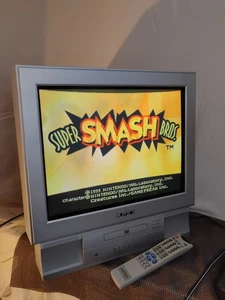 🔥Apex CRT TV 20" S Video GT2015DV DVD Player Silver Flat Retro Gaming W/Remote - Picture 1 of 20